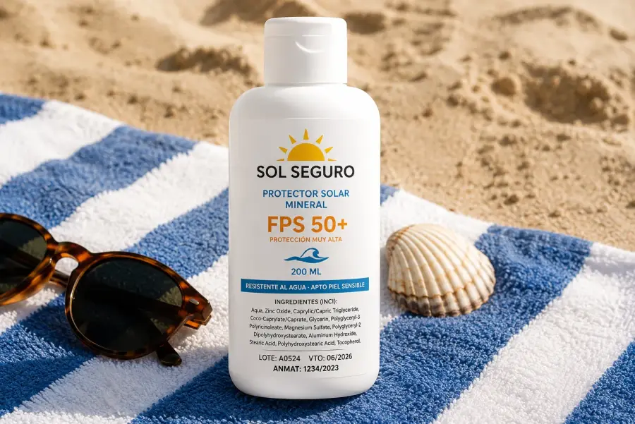 Botella Sol Seguro protector solar mineral FPS 50+ 200ml resistente al agua