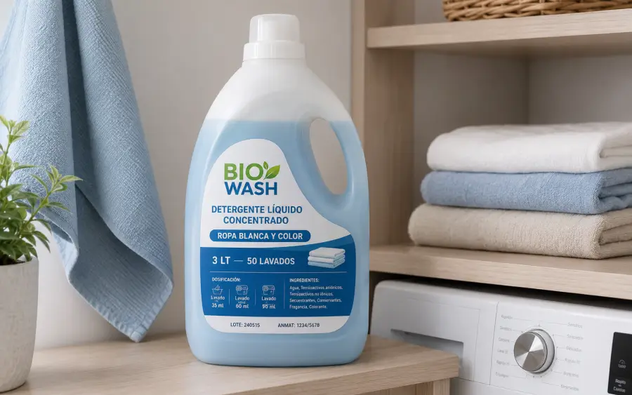 Bio Wash detergente líquido concentrado 3 litros 50 lavados ropa blanca y color